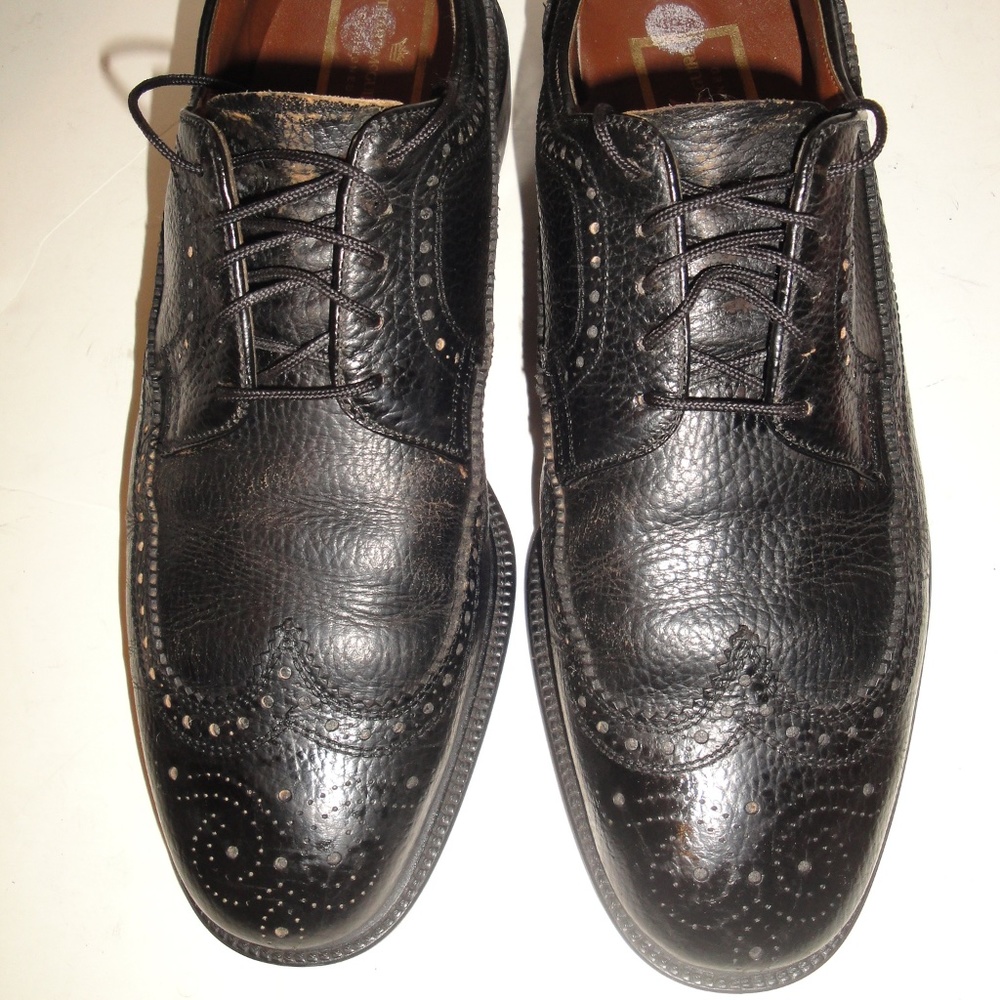 STUART MC GUIRE BLACK LEATHER WINGTIP OXFORD MENS SHOE SIZE 10